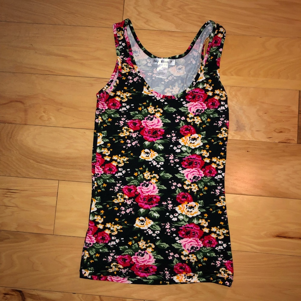 ‼️⚠️ FINAL SALE⚠️‼️ Say What? Navy Floral Tank top